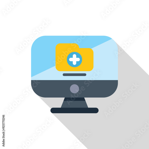 Computer screen displaying a medical data folder, representing online medical records and telehealth services