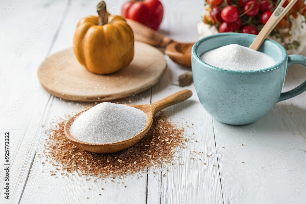 different kind of sugar on the white table different kind of sugar on the white table