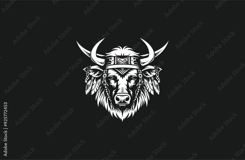 Fototapeta premium Head bull logo vector icon illustration style