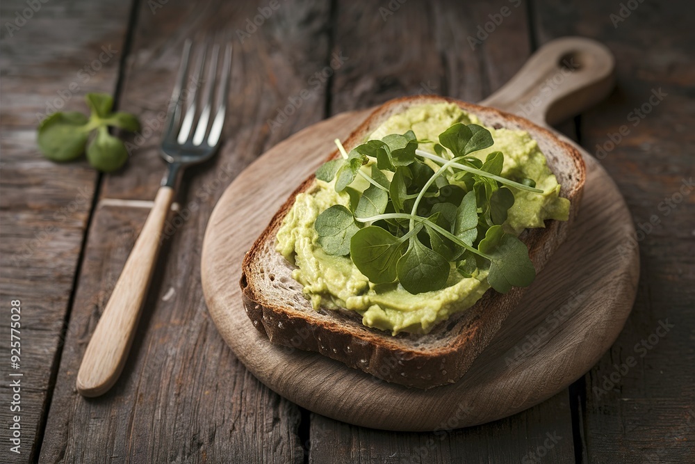 Toast with avocado paste and watercress Toast with avocado paste and watercress