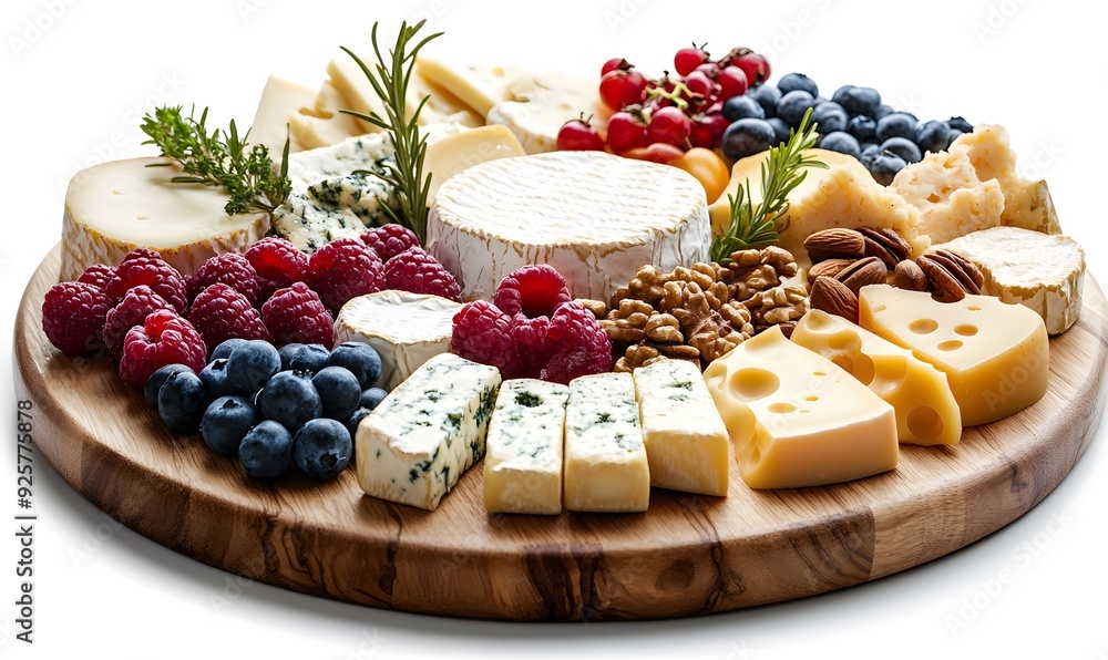 Gourmet Cheese Board with Berries and Nuts - Realistic Photo Gourmet Cheese Board with Berries and Nuts - Realistic Photo