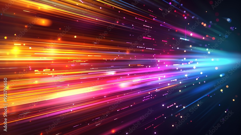 Naklejka premium Abstract background with glowing lines and bokeh effect.