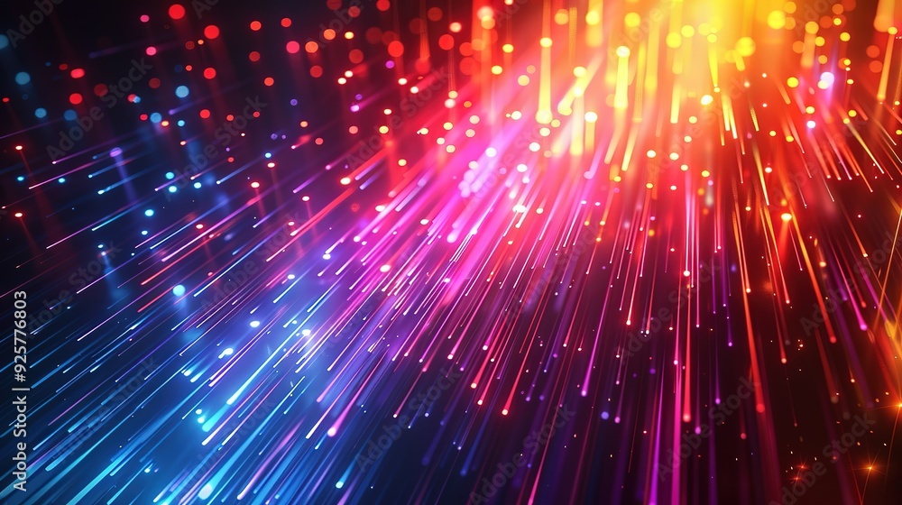 Fototapeta premium Abstract background with glowing lines and bokeh.