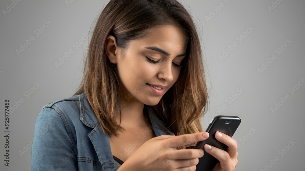 Woman using phone for texting message isolated on tranparent background Woman using phone for texting message isolated on tranparent background