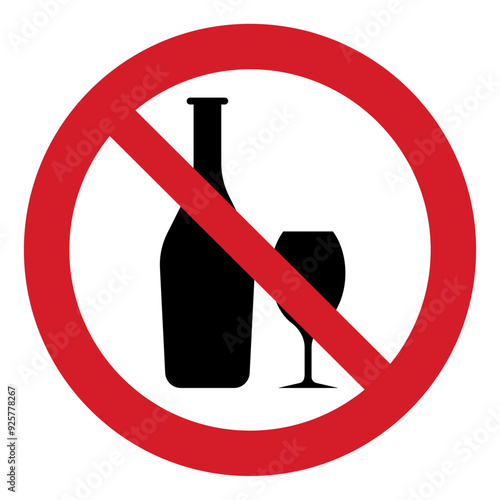 ISO prohibition safety signs_no alcoholic drink symbol and pictogram only size 1 x 1 round shape	
