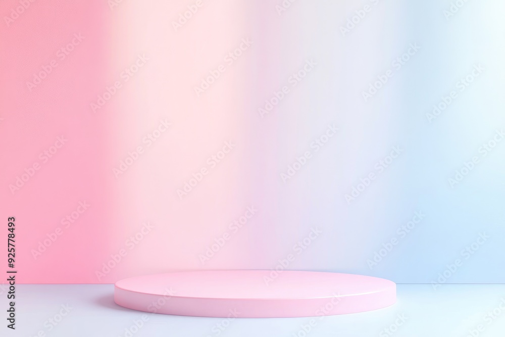 Pastel Blue and Pink Gradient Background with Empty Podium for Product Presentations or Displays with Mockup Copy Space Pastel Blue and Pink Gradient Background with Empty Podium for Product Presentations or Displays with Mockup Copy Space