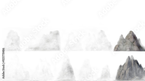 Set of mountain rocks isolated on transparent background