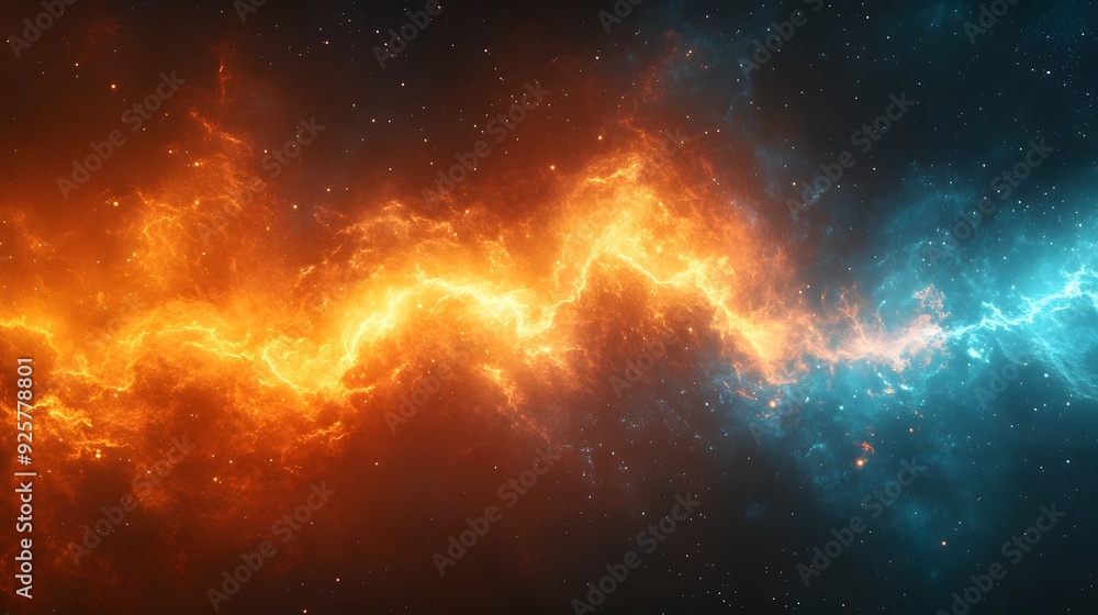 Fiery and Icy Cosmic Nebula - Abstract Background Illustration Fiery and Icy Cosmic Nebula - Abstract Background Illustration