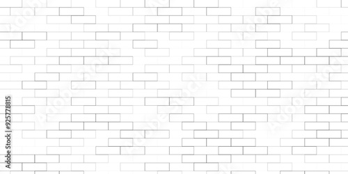 Abstract background of white brick masonry. Vector illustration. Overlay template. random brick. texture interior background line art. 