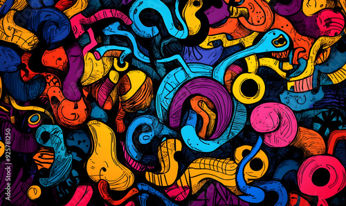 hand drawn abstract doodle style