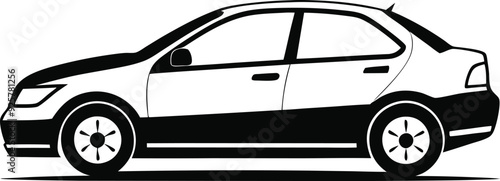 Black and White Silhouette of a Car