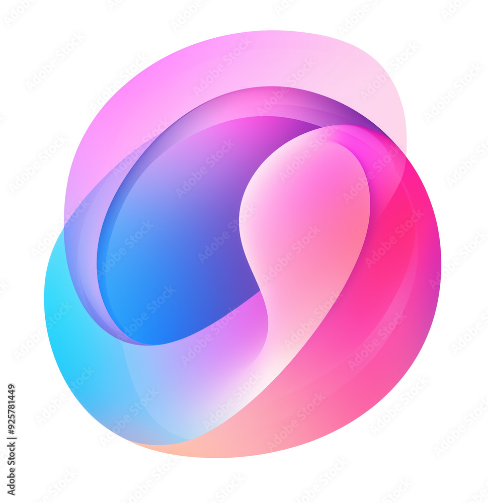 Abstract 3D shape with vibrant gradient colors in pink, blue, and purple, featuring smooth curves and translucent forms, isolated PNG on transparent background, modern logo concept.
Abstract 3D shape with vibrant gradient colors in pink, blue, and purple, featuring smooth curves and translucent forms, isolated PNG on transparent background, modern logo concept.