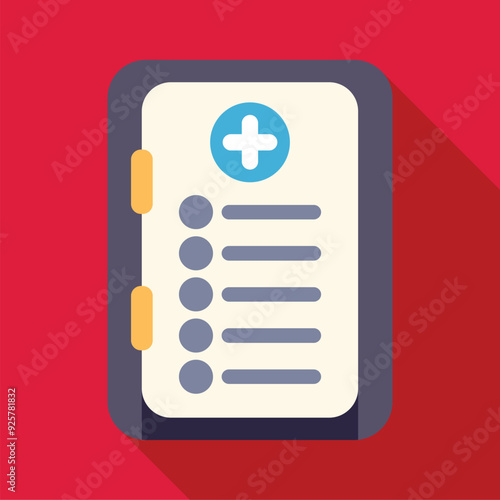 Medical record with a cross, showing patient examination results