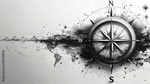 Fototapeta Naklejka Na Ścianę i Meble -  compass rose and compass 