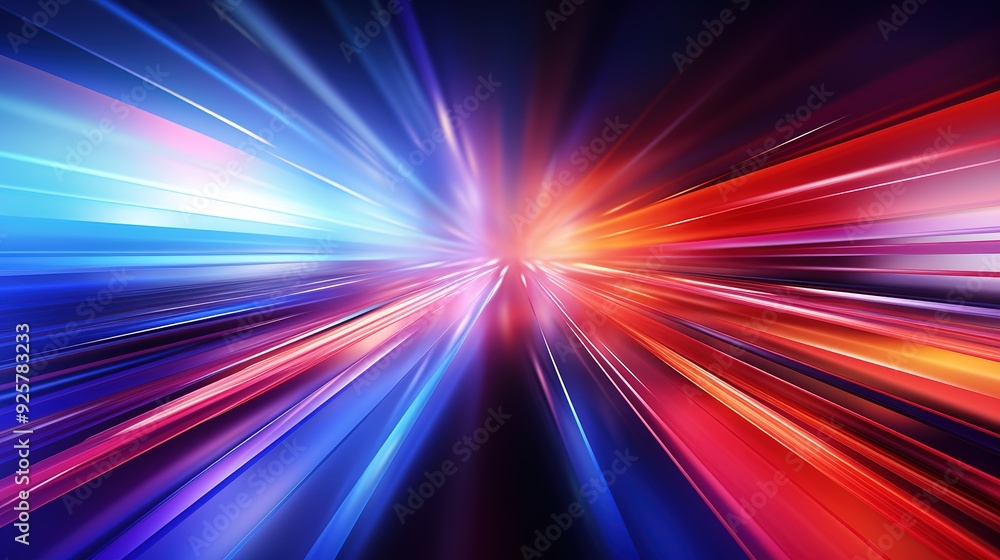 Abstract background with vibrant blue and red light streaks radiating outwards. Abstract background with vibrant blue and red light streaks radiating outwards.