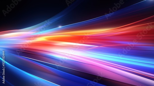Abstract background with vibrant blue, pink, and red glowing lines.