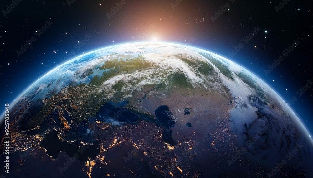 3D illustration of Earth planet. High quality digital space art in 5K - realistic visualization 3D illustration of Earth planet. High quality digital space art in 5K - realistic visualization