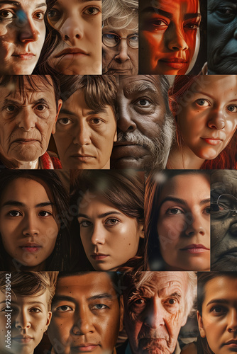  Diverse collage of human faces showcasing different ages, genders, and ethnicities