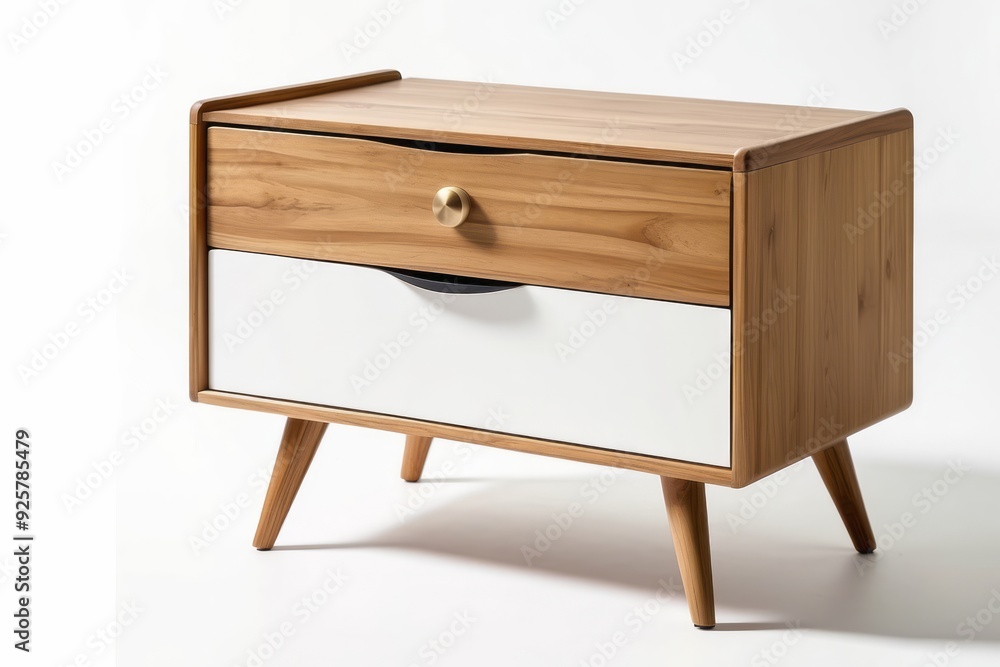 Wooden Nightstand with Two Drawers and Tapered Legs Wooden Nightstand with Two Drawers and Tapered Legs