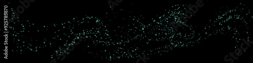 Christmas glowing bokeh confetti light and glitter overlay texture for your design. festive sparkling green dust . holiday powder for cards, invitations