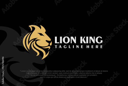 lion vector logo design isolated on black background . vector illustration