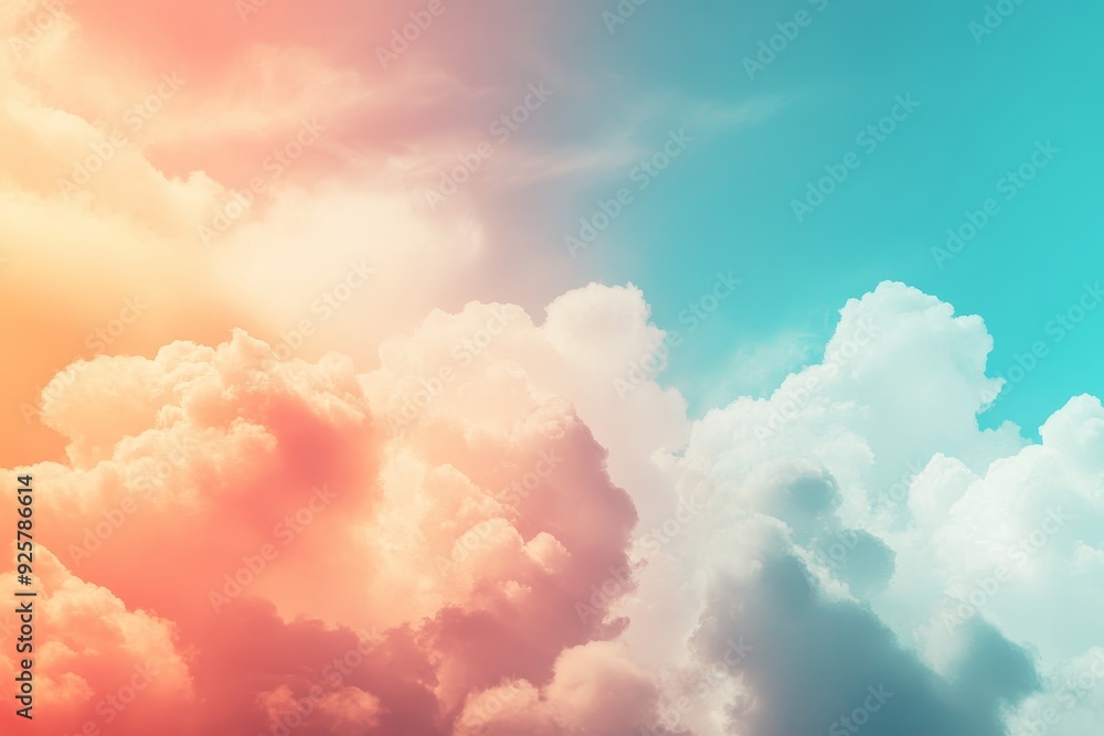 Serene Cloudy Gradient in Subtle Orange and Blue, Abstract Soft Transition Serene Cloudy Gradient in Subtle Orange and Blue, Abstract Soft Transition