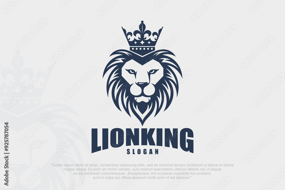 Fototapeta premium Vintage lion king logo design . lion head and crown emblem icon art . vector illustration