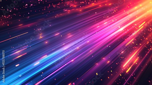 Abstract background with vibrant glowing lines and particles.