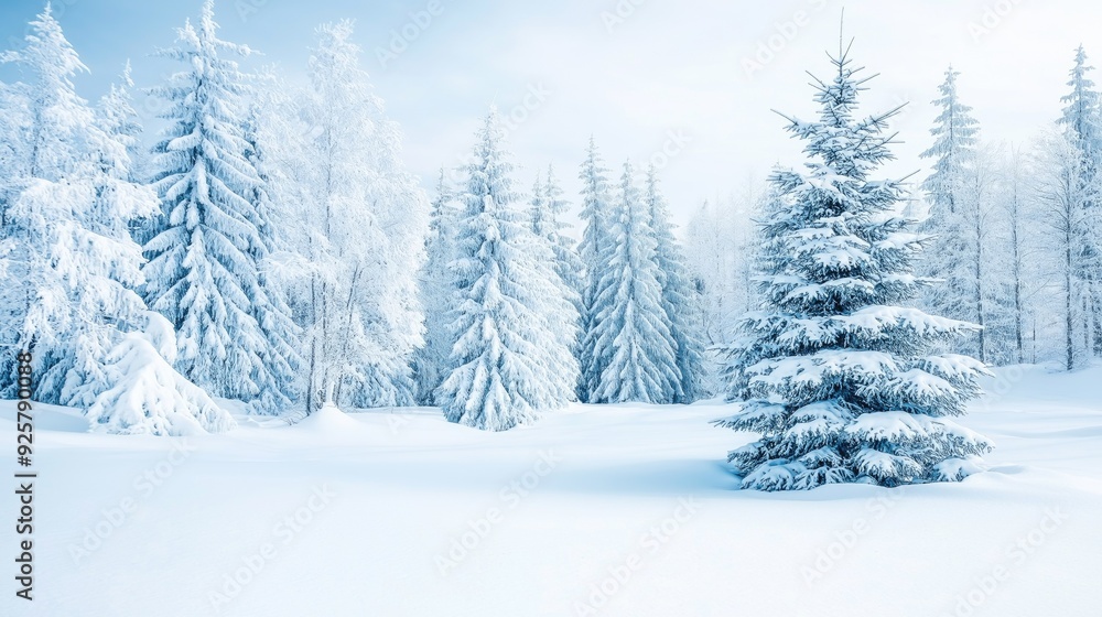 Serene Winter Wonderland with Snow-Covered Trees Serene Winter Wonderland with Snow-Covered Trees