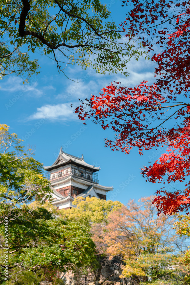 Autumn of Hiroshima castle in Hiroshima, Japan