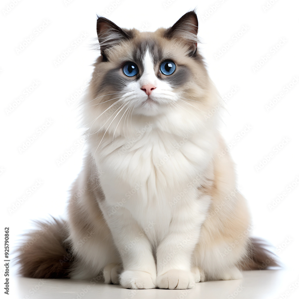 Ragdoll Cat standing isolated on white background Ragdoll Cat standing isolated on white background