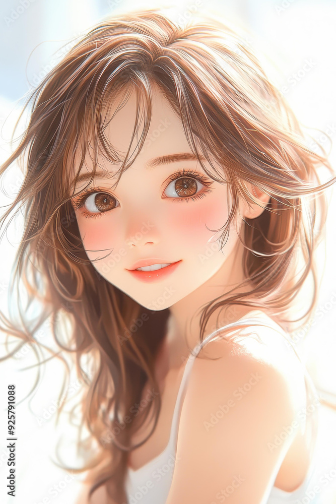 A captivating anime girl portrait with big eyes, realistic features, and vibrant colors that enchant and delight. A captivating anime girl portrait with big eyes, realistic features, and vibrant colors that enchant and delight.