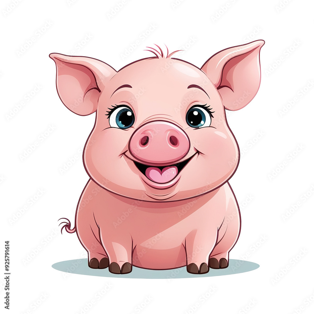 Cute pig smiling brightly, cartoon style, isolated, transparent background Cute pig smiling brightly, cartoon style, isolated, transparent background