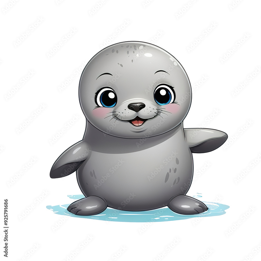 Happy little seal, cartoon clip art, isolated, transparent background. Happy little seal, cartoon clip art, isolated, transparent background.