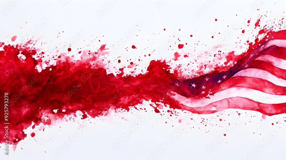A dynamic sketch of the American flag waving, with bold strokes and abstract interpretations of freedom, Watercolor Sketch, High contrast, Red, white, and blue A dynamic sketch of the American flag waving, with bold strokes and abstract interpretations of freedom, Watercolor Sketch, High contrast, Red, white, and blue