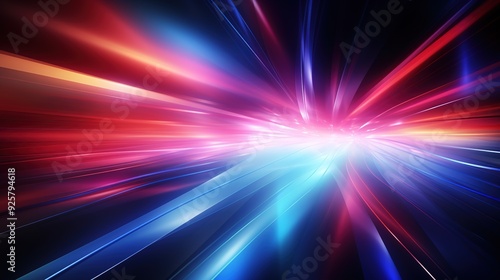 Abstract blue and red glowing lines converging in the center, creating a dynamic, energetic feel.