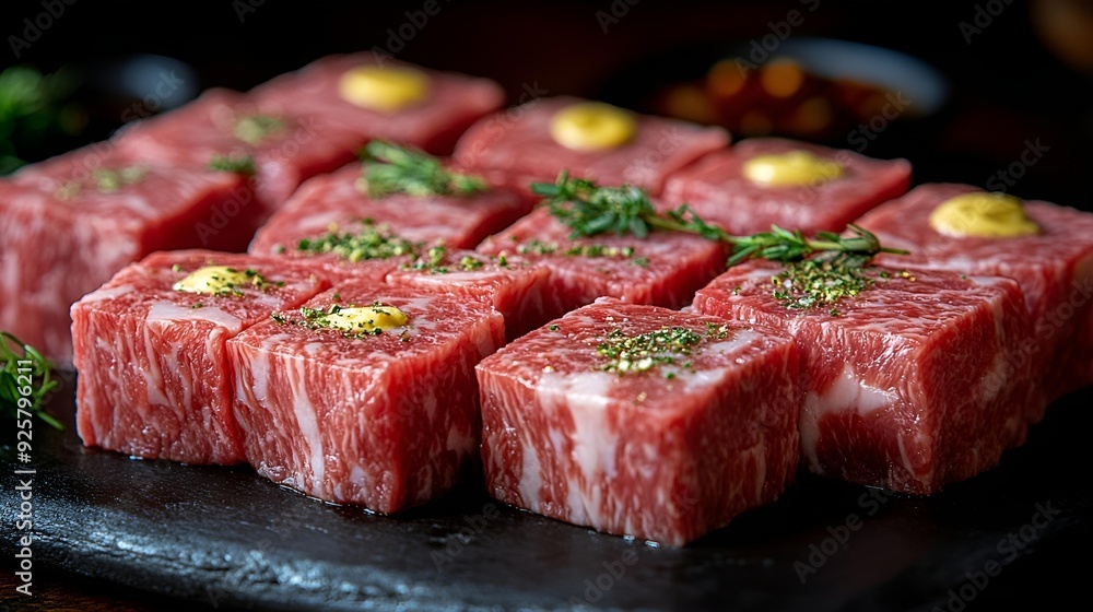 Sizzling, red beef steak on grill, ready for gourmet dinner Sizzling, red beef steak on grill, ready for gourmet dinner