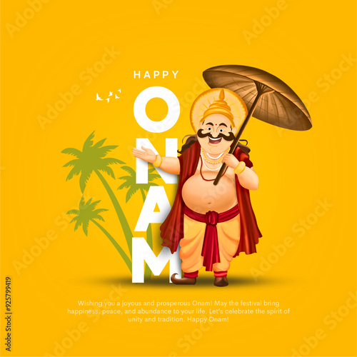 South Indian Kerala festival happy onam greetings background. Creative illustration design photo