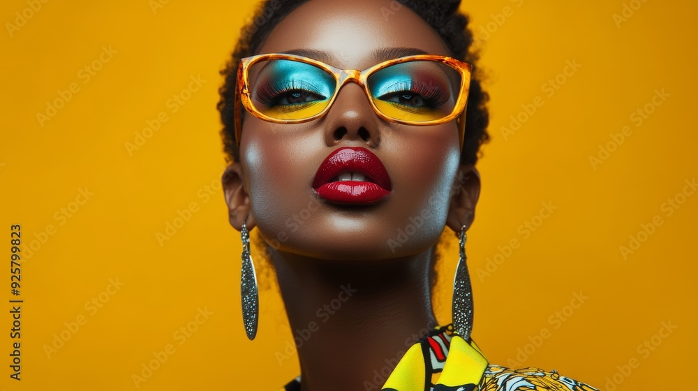 Stylish Woman in Yellow Sunglasses Stylish Woman in Yellow Sunglasses
