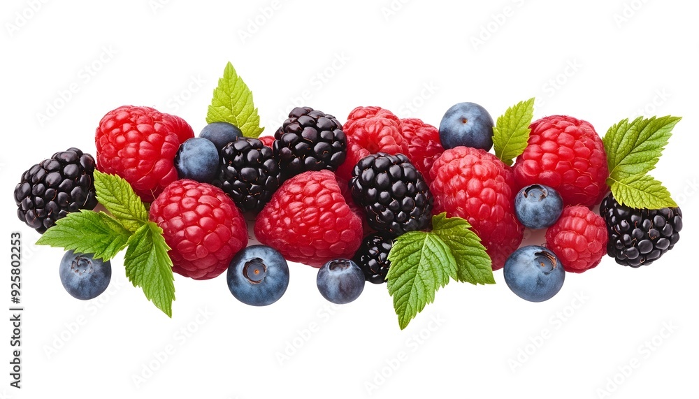 Mouthwatering Assortment of Freshly Harvested Forest Fruits on a Minimalist White Background Mouthwatering Assortment of Freshly Harvested Forest Fruits on a Minimalist White Background