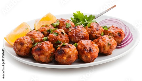 Delicious Indian Malai Kofta Meatballs Served on a Platter with Garnishes