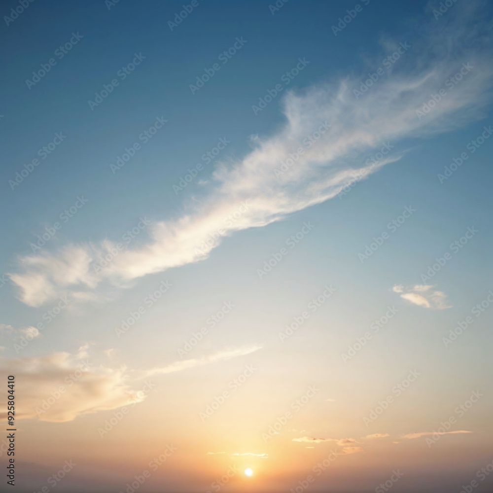 Tranquil sunrise with soft clouds in a clear sky