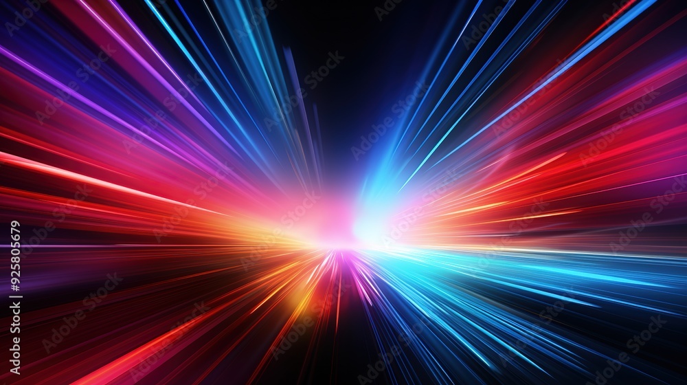 Abstract colorful light streaks radiating from a central point. Abstract colorful light streaks radiating from a central point.
