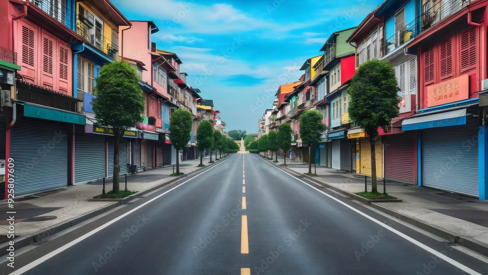 Fototapeta premium Silent Streets: The Tranquility of Lunar New Year 