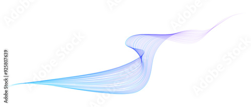 Vector wave lines smooth flowing dynamic blue purple pink gradient isolated on transparent background for concept of technology, digital, communication, science, music