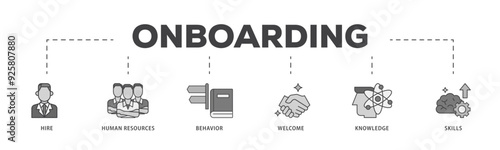 Onboarding icon infographic illustration concept with icon of behavior, welcome, knowledge, and skills  icon live stroke and easy to edit 