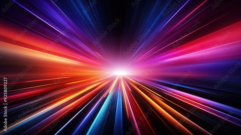 Abstract colorful lines converging in the center, resembling a bright light or speed. Abstract colorful lines converging in the center, resembling a bright light or speed.