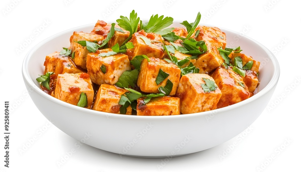 Authentic Ma Po Tofu Dish Served on White Plate Clear and Detailed Image Authentic Ma Po Tofu Dish Served on White Plate Clear and Detailed Image