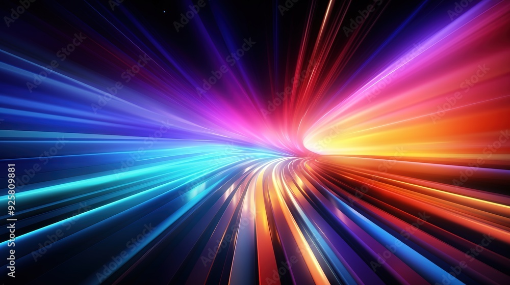 Abstract colorful lines converging to bright light. Abstract colorful lines converging to bright light.