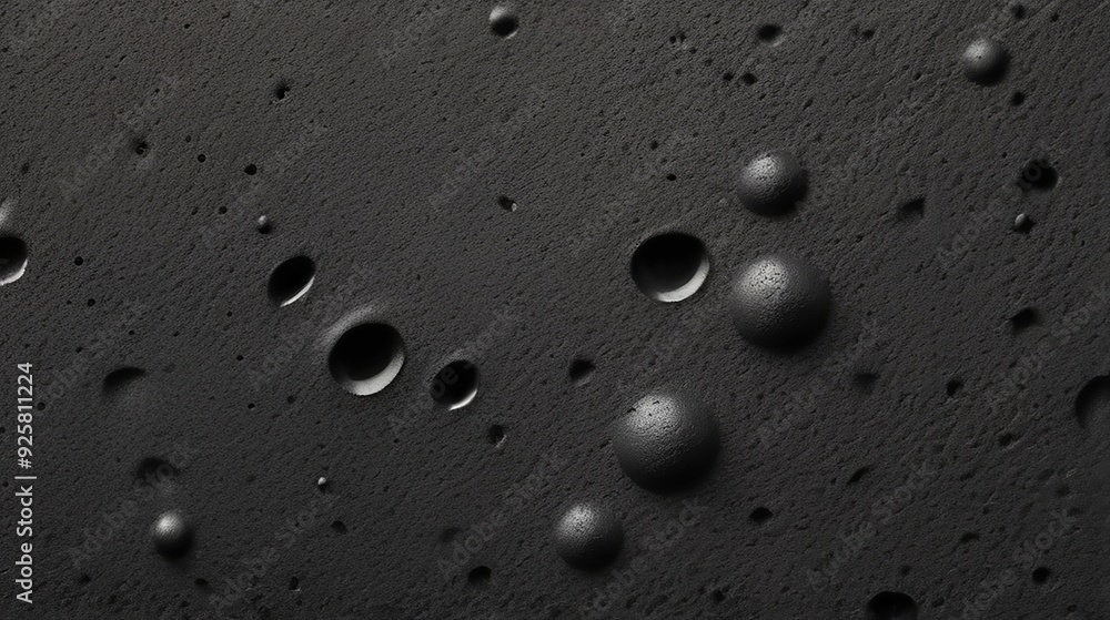 Coarse black noise texture with deep craters and subtle metallic sheen, ideal for industrial designs. Made with generative AI technology Coarse black noise texture with deep craters and subtle metallic sheen, ideal for industrial designs. Made with generative AI technology